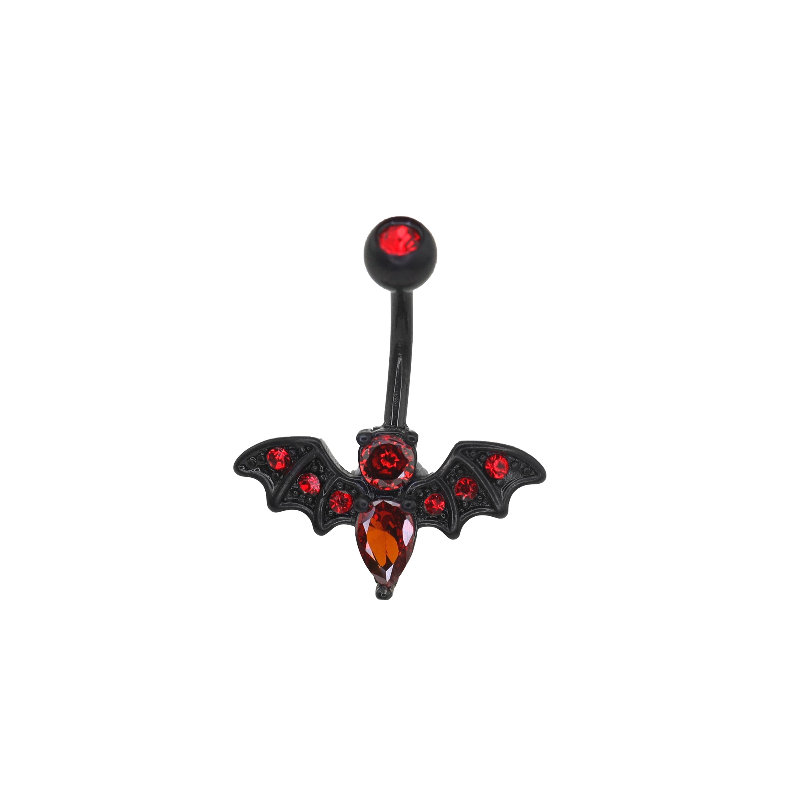 Red CZ Bat Design Belly Ring