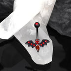 Red CZ Bat Design Belly Ring