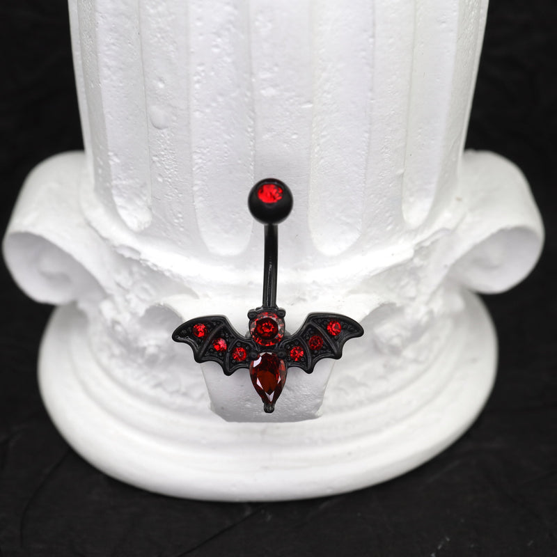 Red CZ Bat Design Belly Ring - Red CZ Bat Design Belly Ring - Default Title by CRUXJEWELRY
