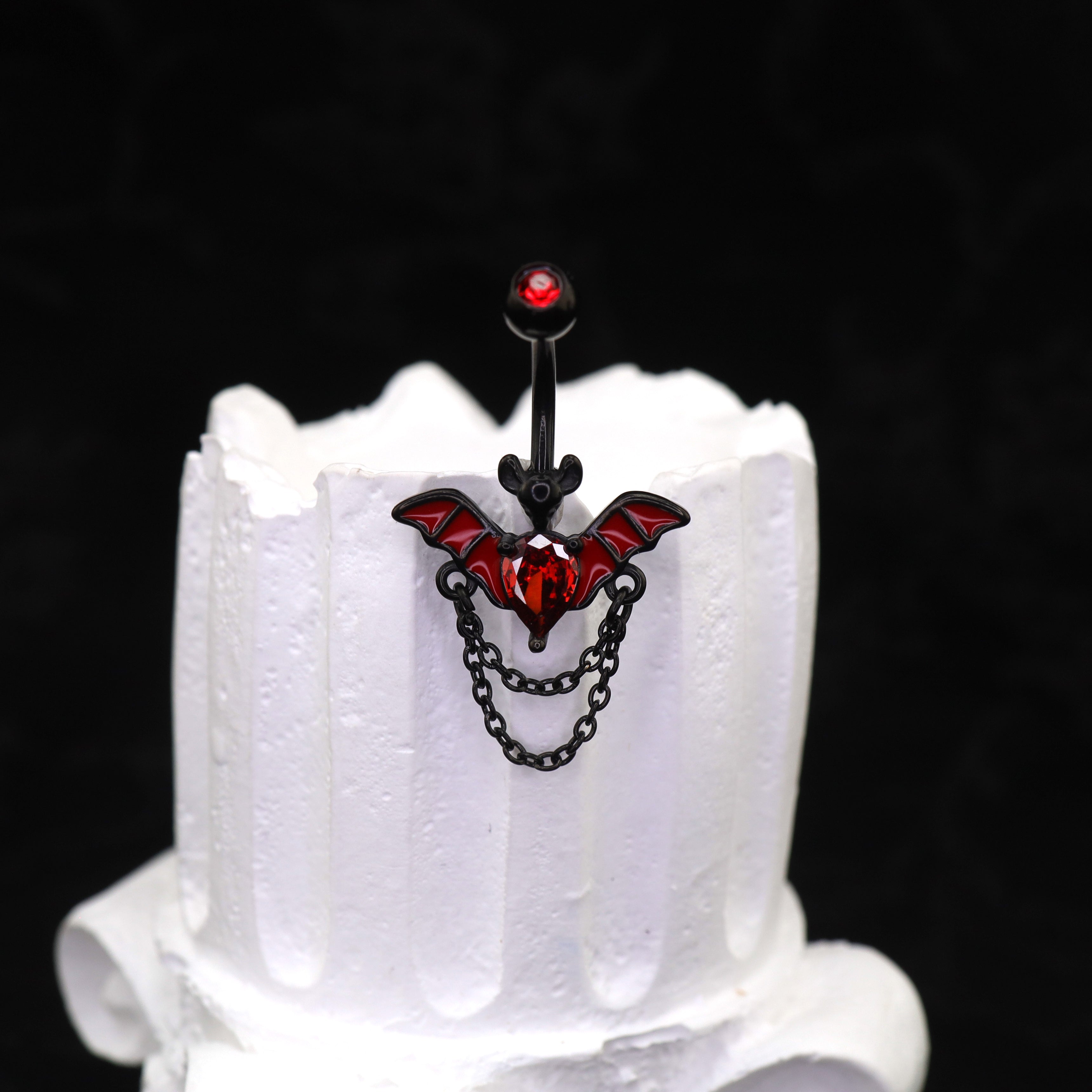 Bat CZ Dangle Belly Ring