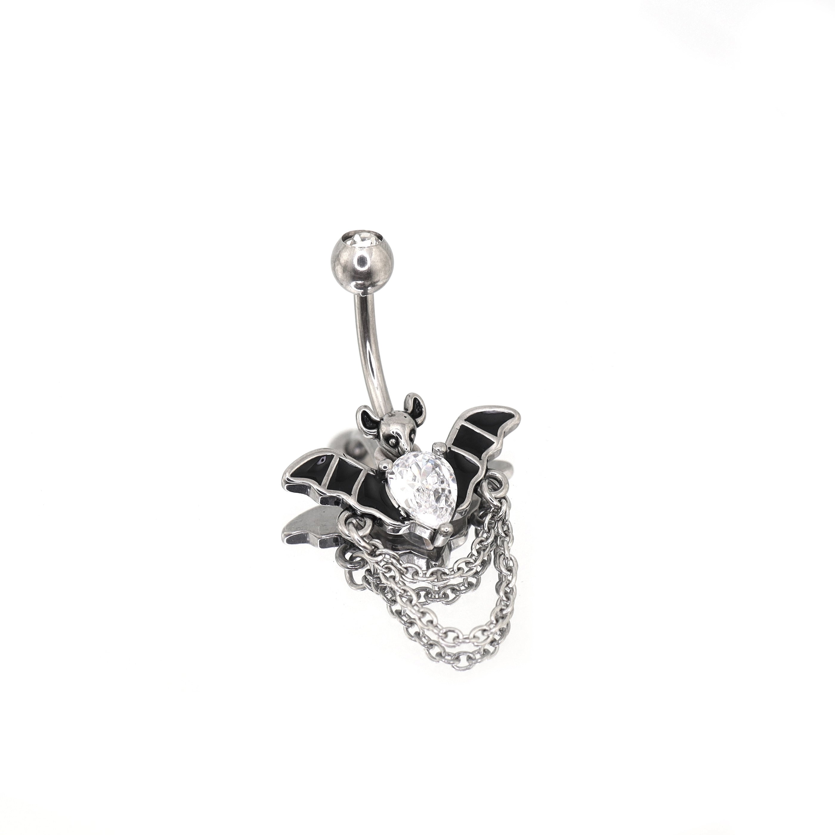 Bat CZ Dangle Belly Ring