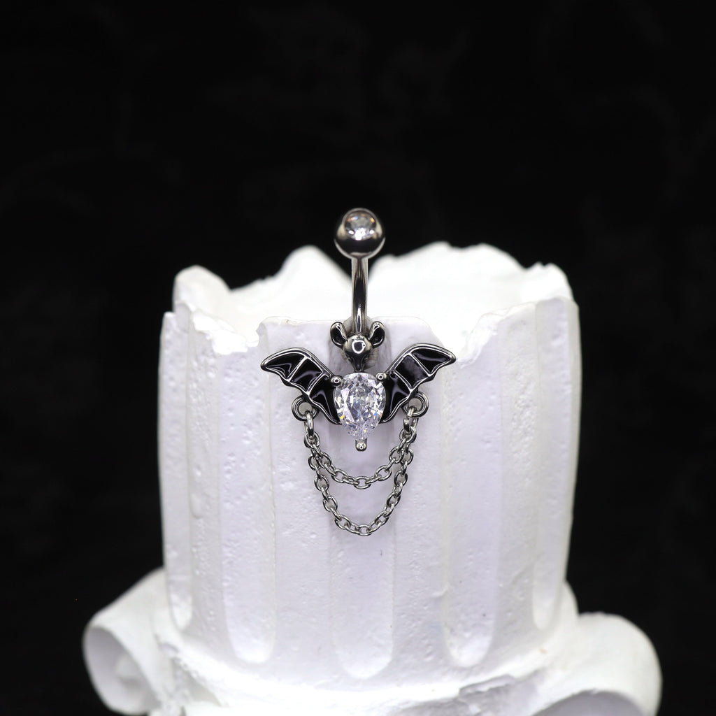 Bat CZ Dangle Belly Ring