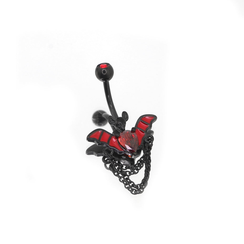 Bat CZ Dangle Belly Ring