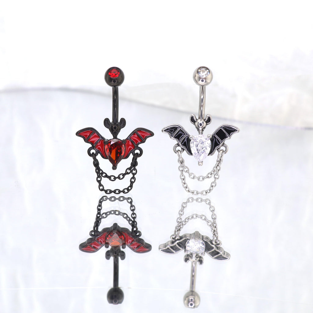 Bat CZ Dangle Belly Ring