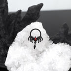 Skeleton Hand Red CZ Pendant Septum Ring