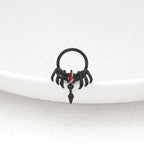 Skeleton Hand Red CZ Pendant Septum Ring
