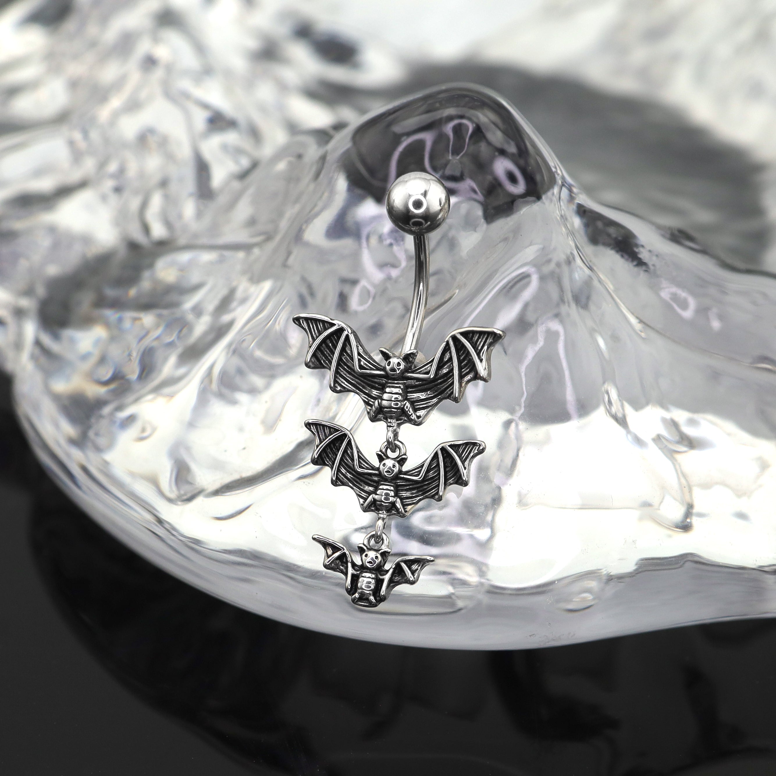 Triple Bat Design Navel Ring