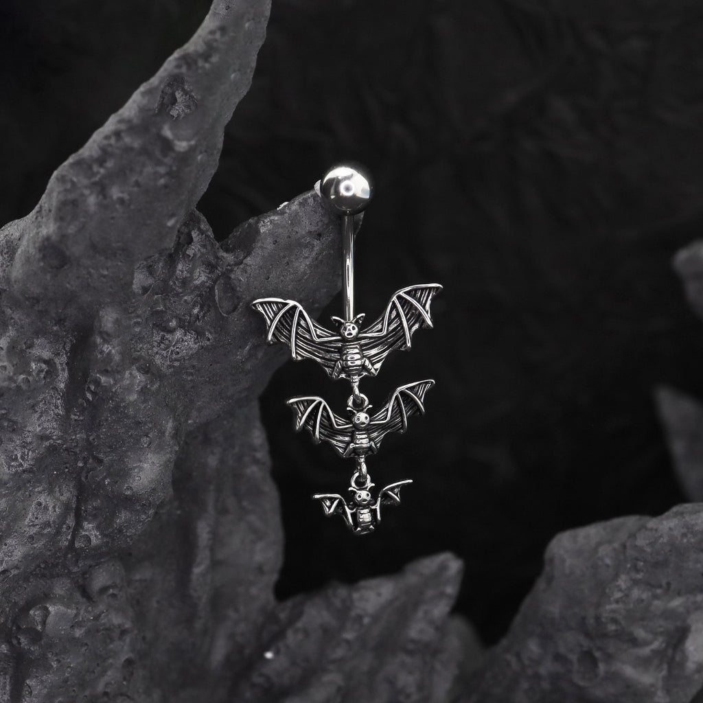 Triple Bat Design Navel Ring