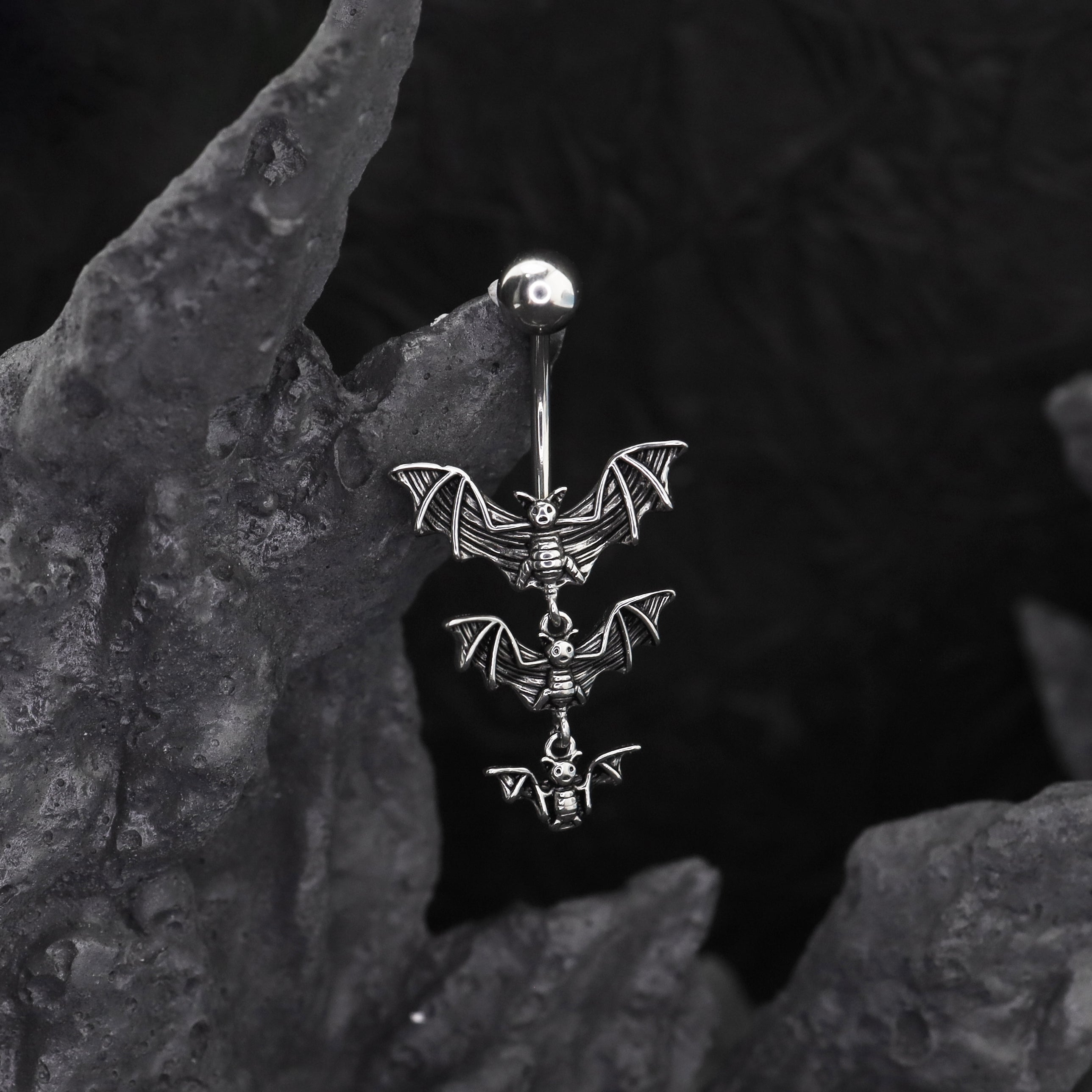 Triple Bat Design Navel Ring