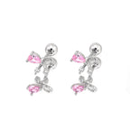 Pink CZ Bow Ear Stud