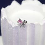 Pink CZ Bow Ear Stud