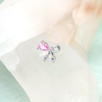 Pink CZ Bow Ear Stud