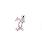 Pink CZ Bow Ear Stud