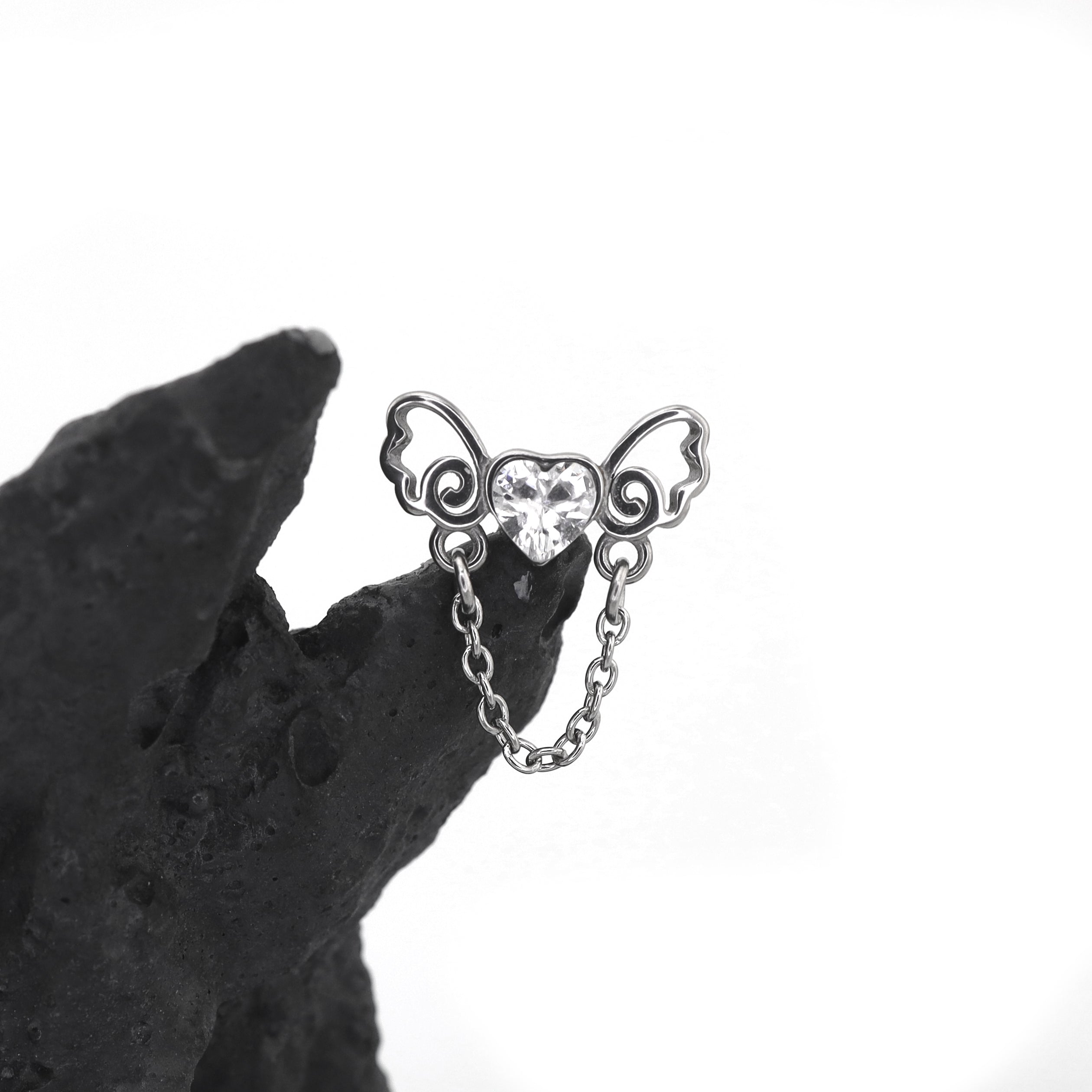 Heart CZ Bow Internally Threaded stainless steel Stud