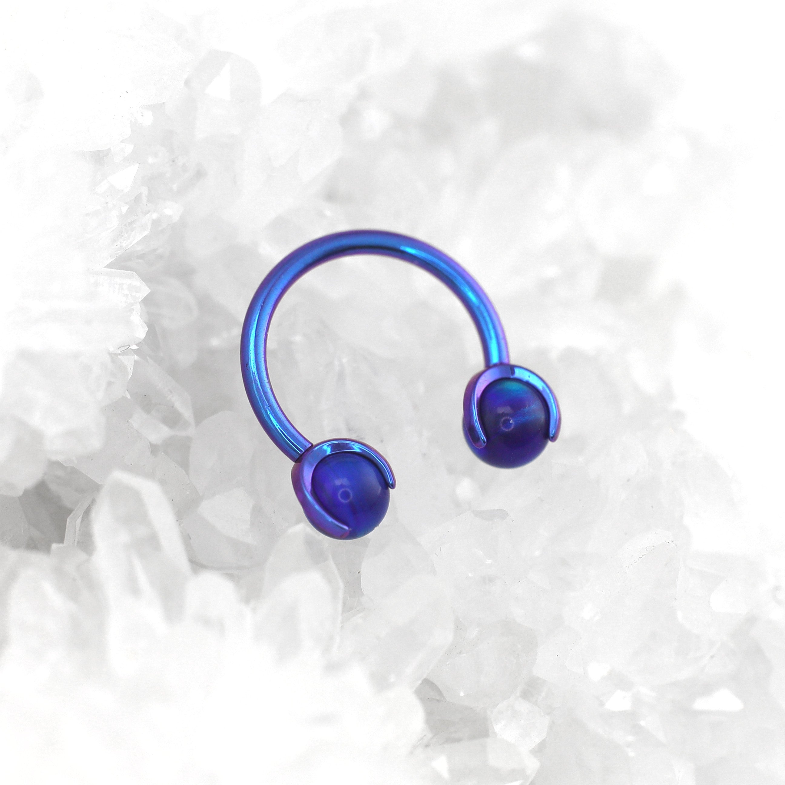 Opal internally threaded Titanium Horseshoe Ring