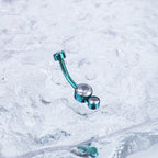Double CZ internally threaded Titanium Belly Ring