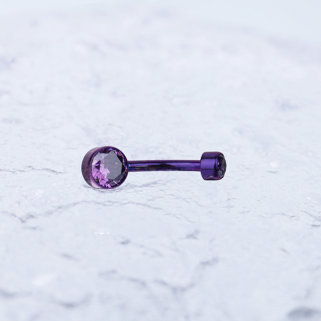 Round CZ internally threaded Titanium Belly Ring