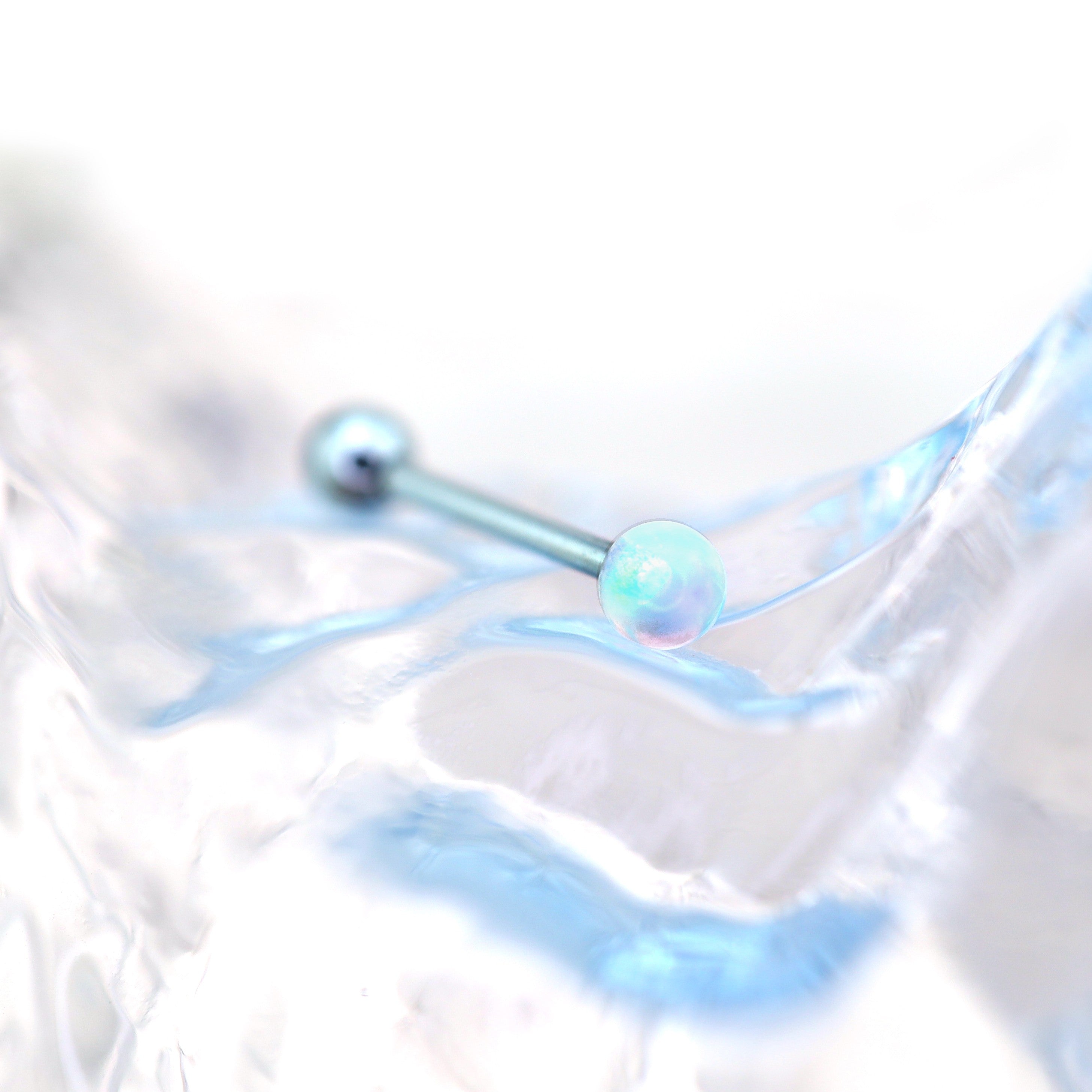 14G Opal Internally Threaded Titanium Barbell