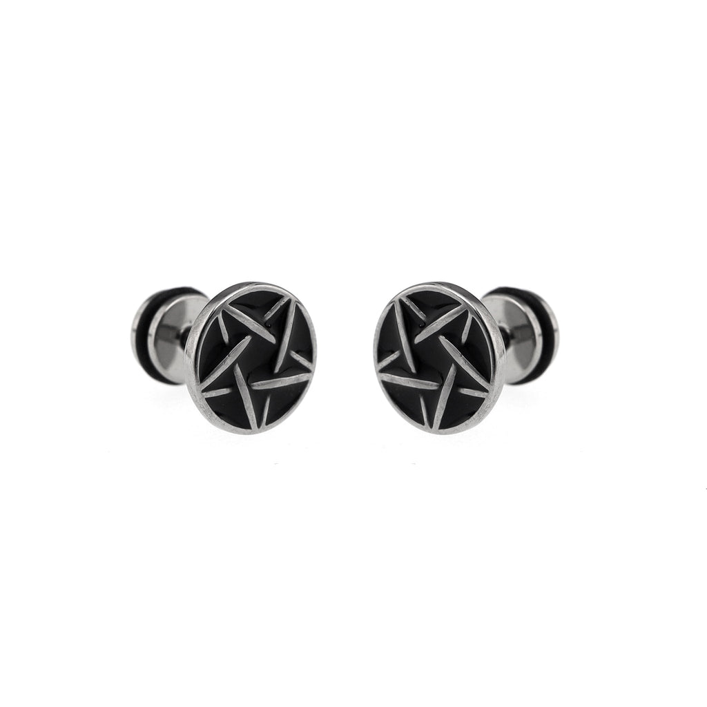 Disc Oil Slick Star Externally Threaded Stainless Steel Ear Studs