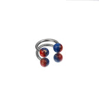 Colorful Acrylic Contrast Ball Horseshoe Ring