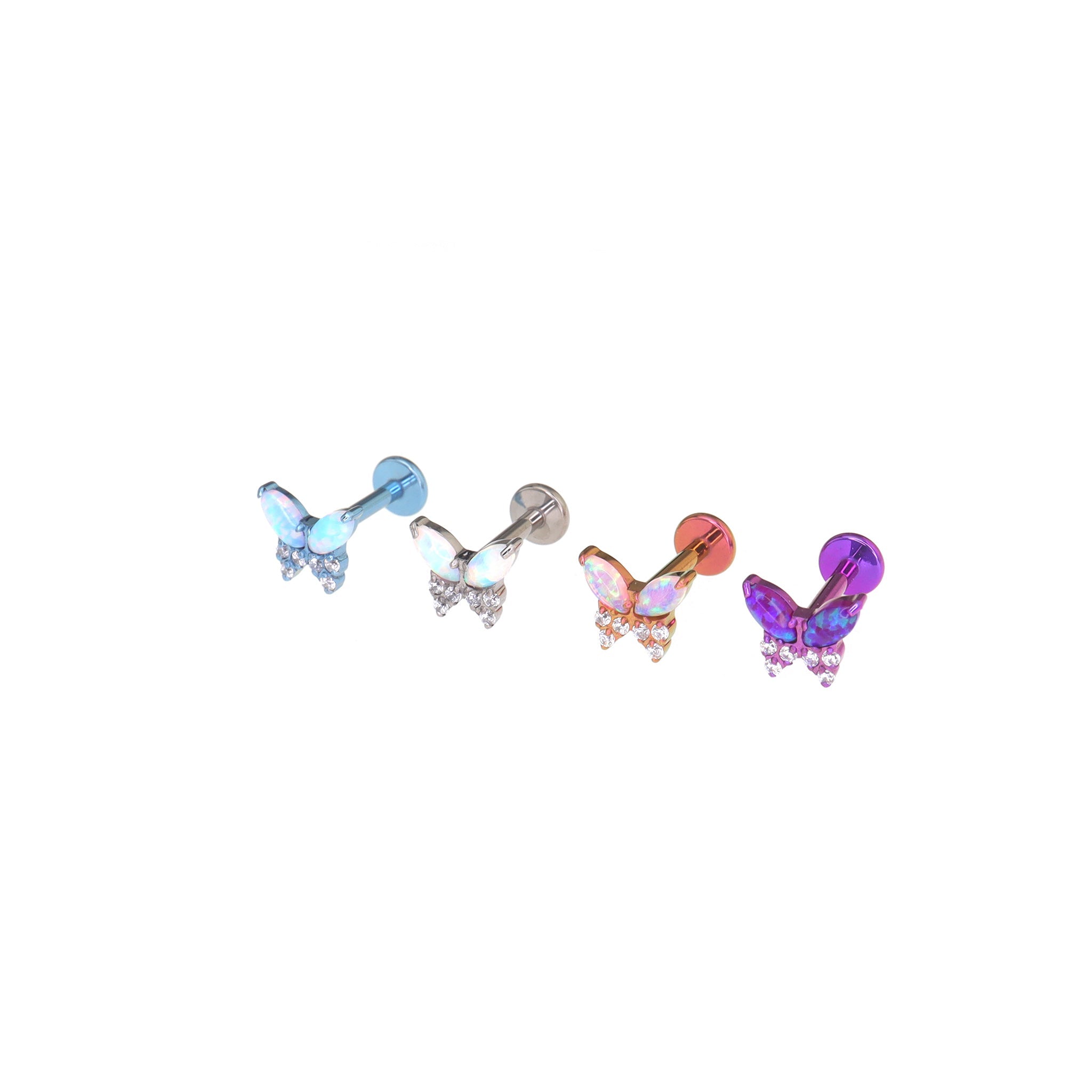Opal Colorful Butterfly Titanium Lip Ring