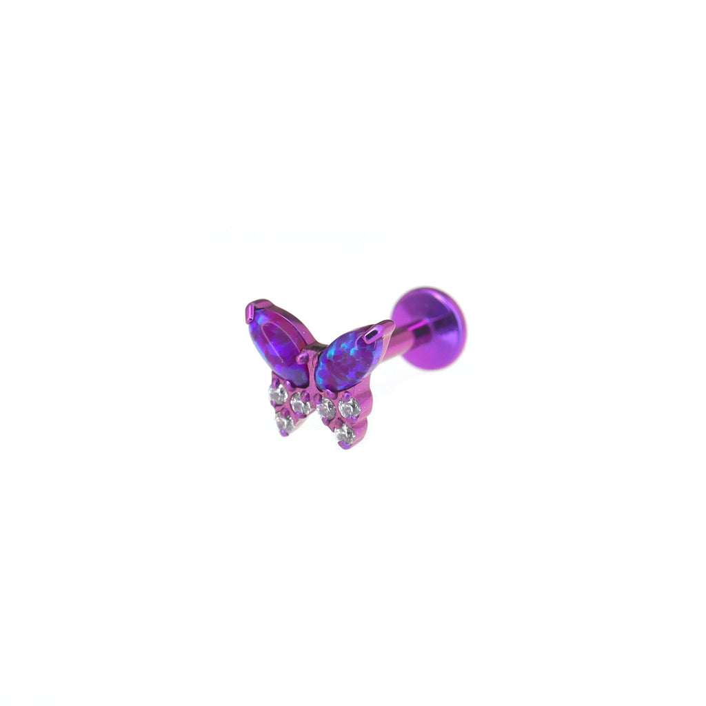 Opal Colorful Butterfly Titanium Lip Ring