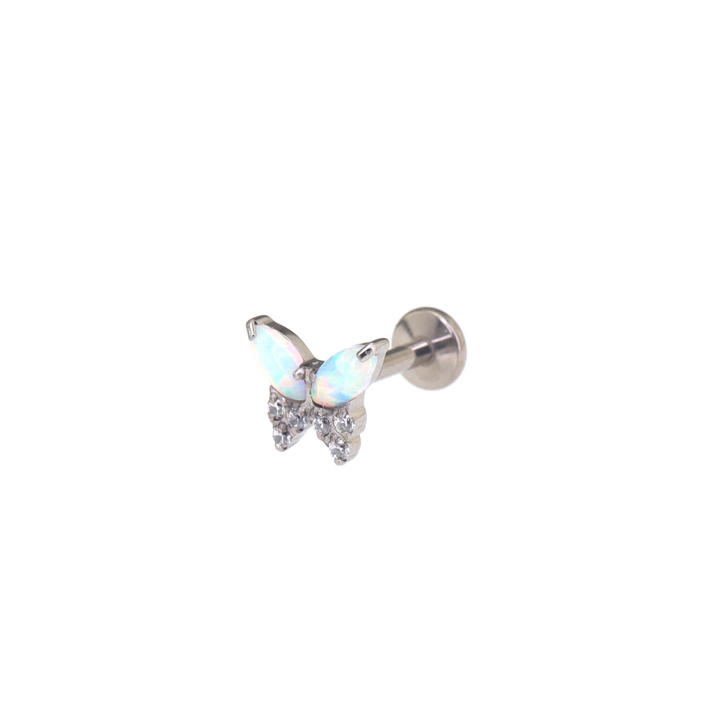 Opal Colorful Butterfly Titanium Lip Ring