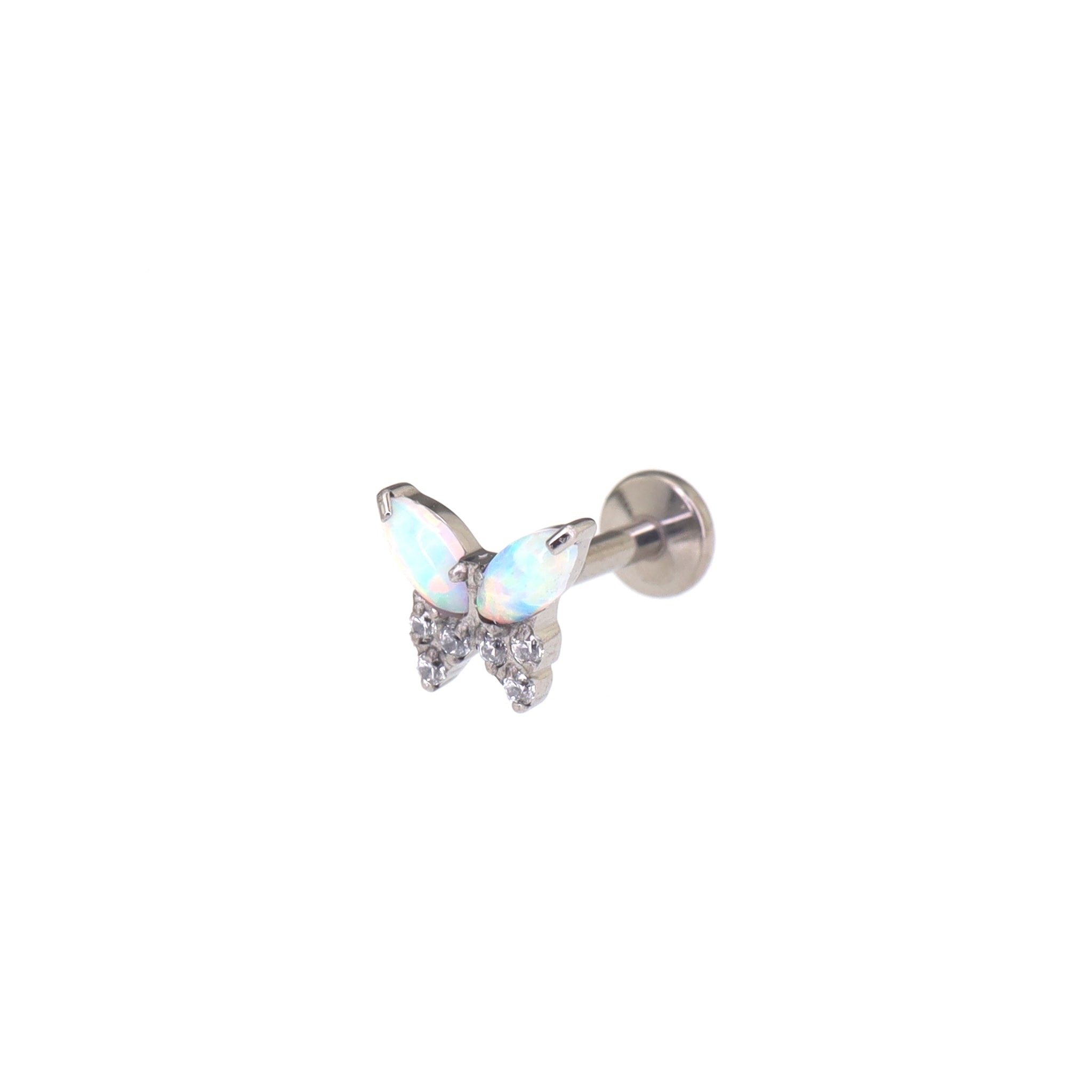 Opal Colorful Butterfly Titanium Lip Ring