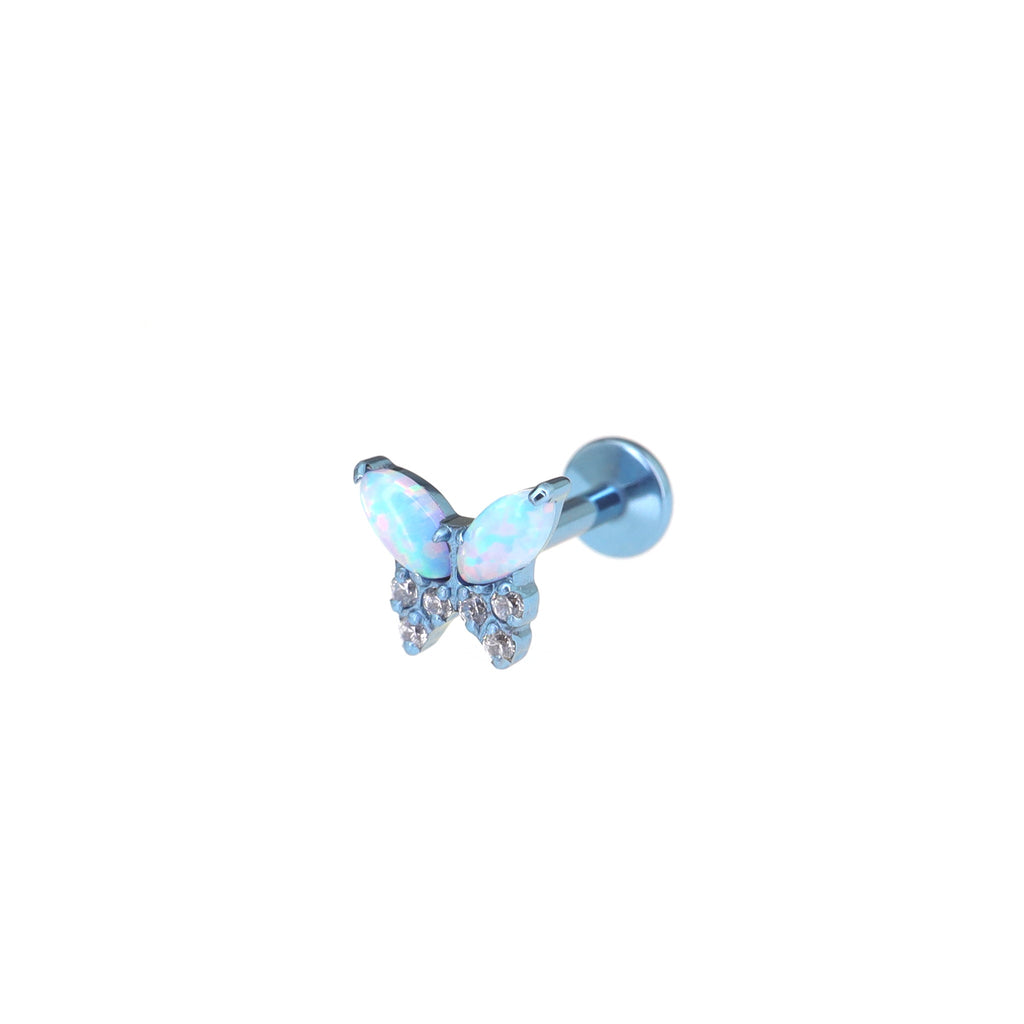 Opal Colorful Butterfly Titanium Lip Ring