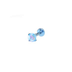 Flat Back Prong-Set Opal Titanium Labret Studs