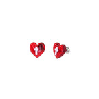 Red Heart Cross stainless steel Ear Studs
