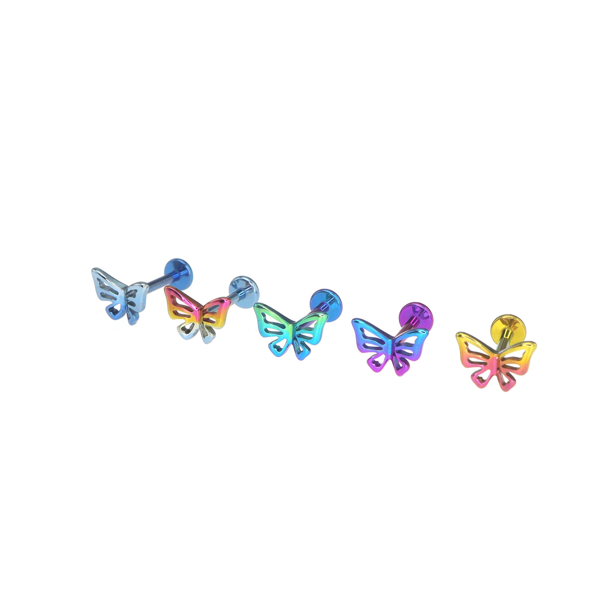 3D Openwork Butterfly Internally Threaded Titanium Labret Stud