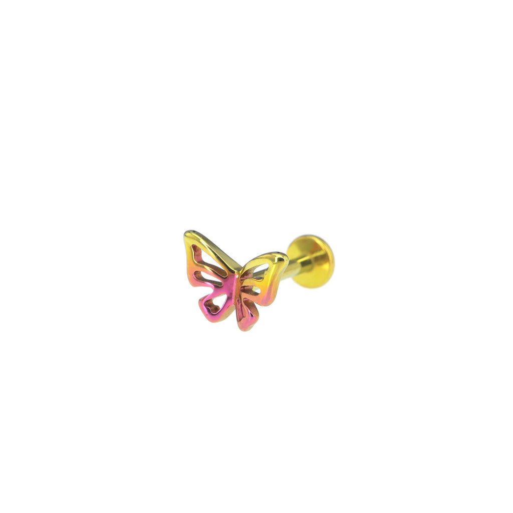 3D Openwork Butterfly Internally Threaded Titanium Labret Stud