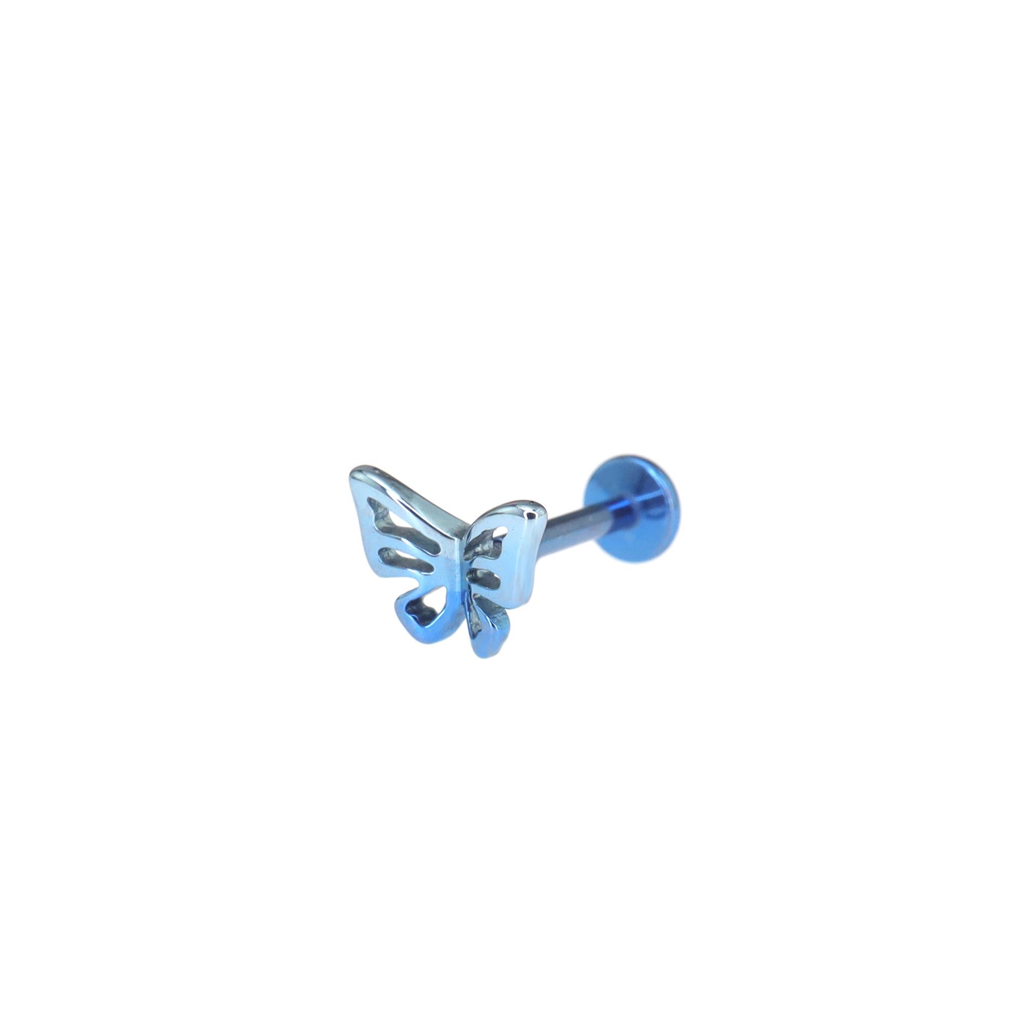 3D Openwork Butterfly Internally Threaded Titanium Labret Stud