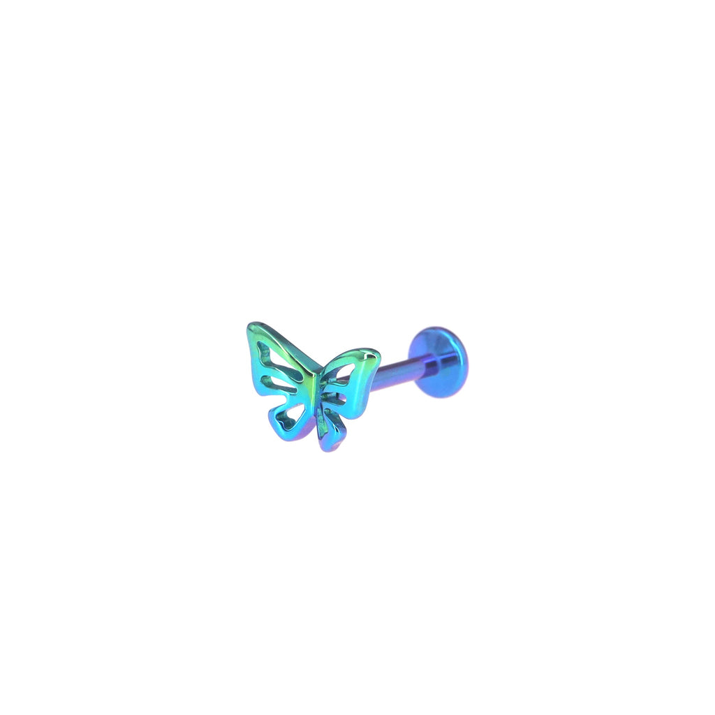 3D Openwork Butterfly Internally Threaded Titanium Labret Stud