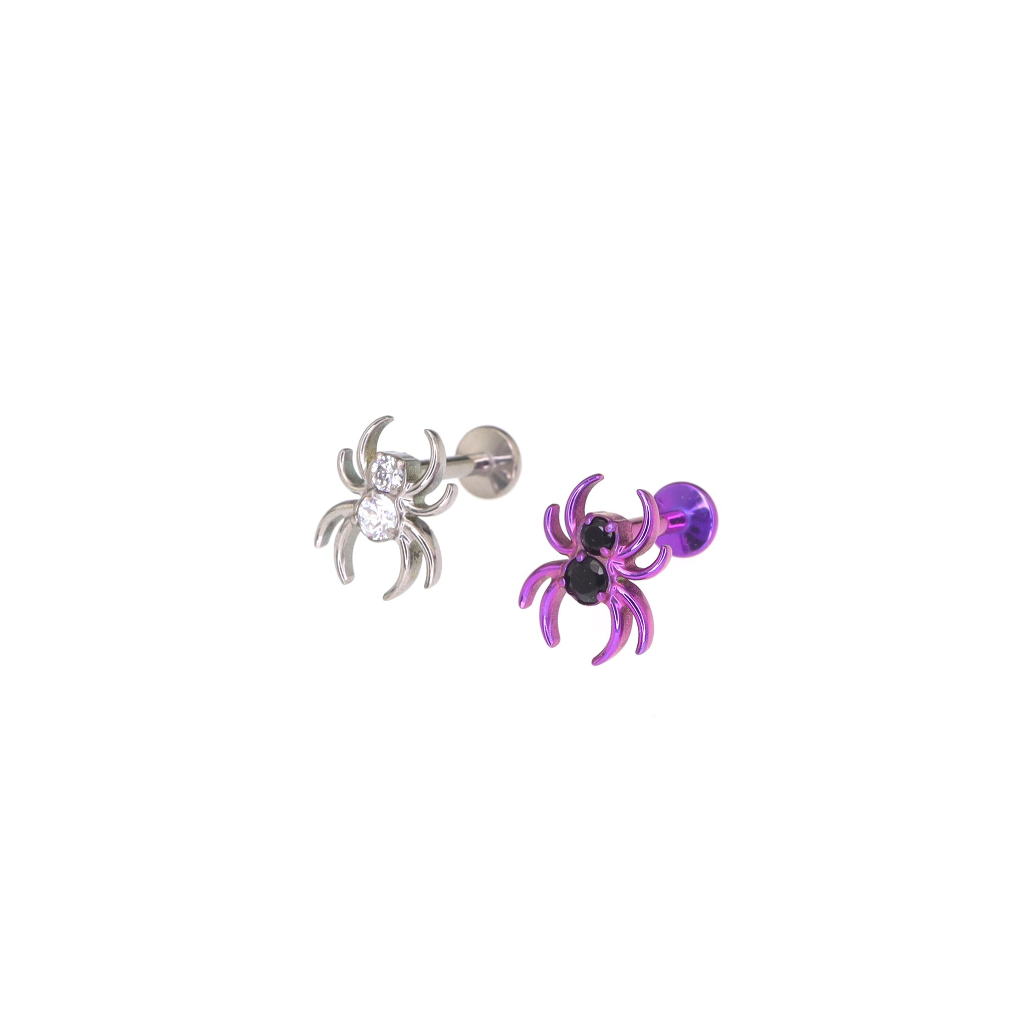 CZ Spider Internally Threaded Titanium Ear Studs