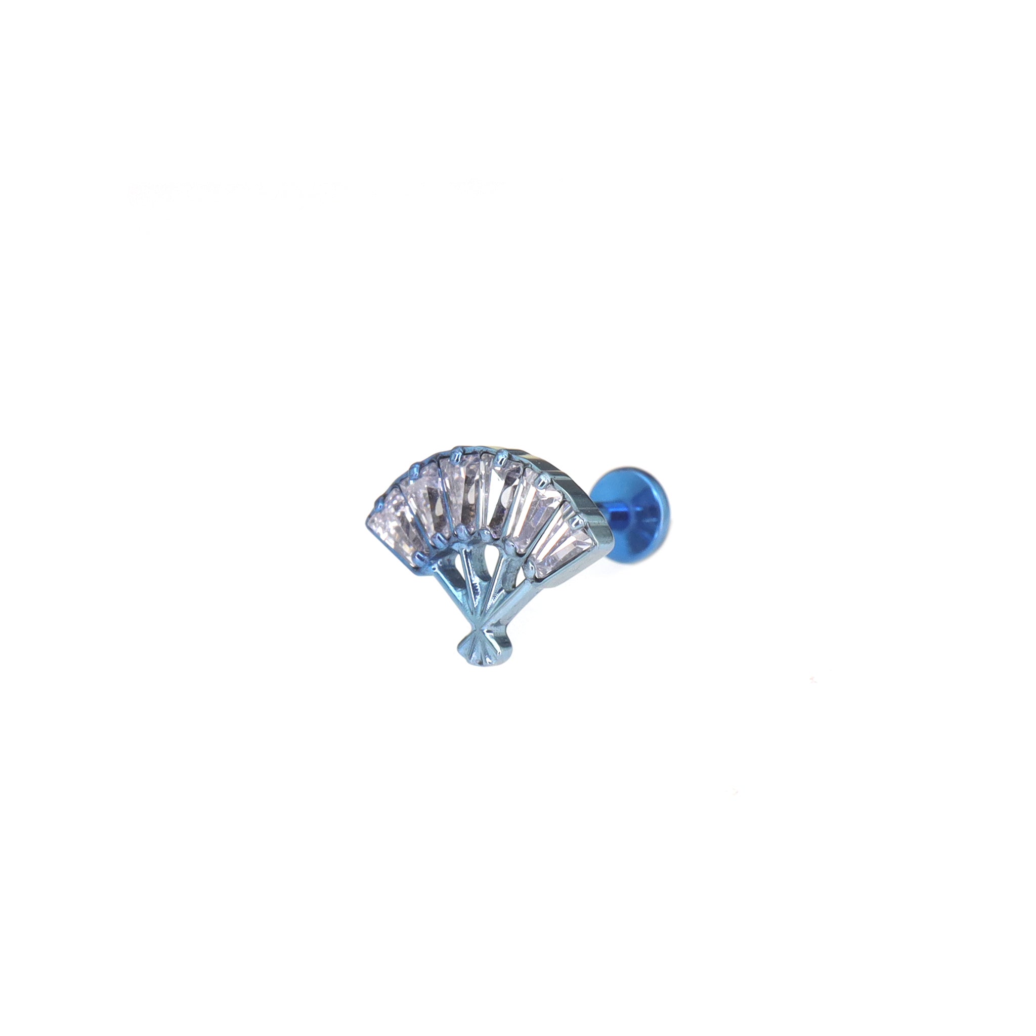 CZ Fan Internally Threaded Titanium Ear Studs