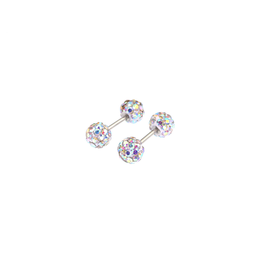 Double Full-CZ Ball Thin Gauge stainless steel Ear Studs
