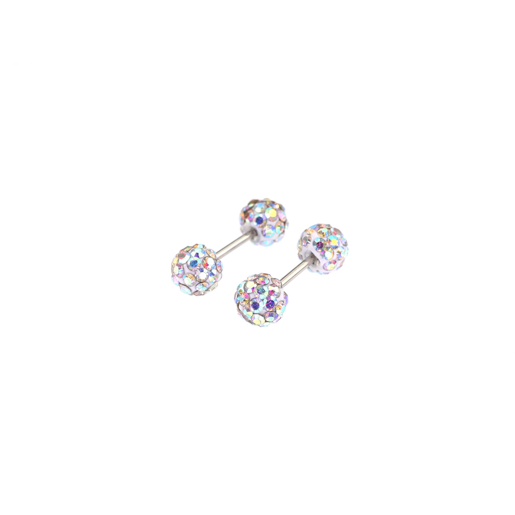 Double Full-CZ Ball Thin Gauge stainless steel Ear Studs