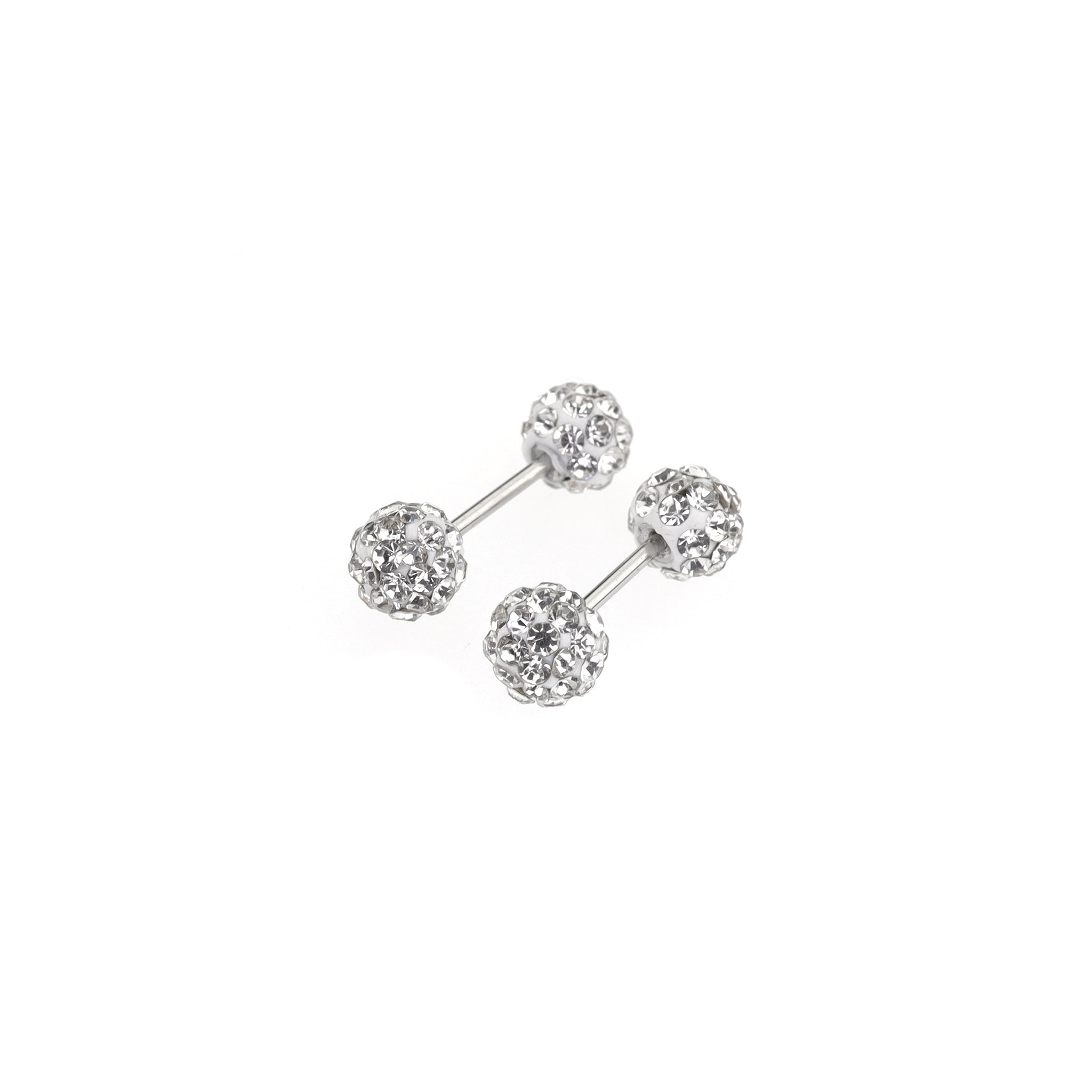 Double Full-CZ Ball Thin Gauge stainless steel Ear Studs