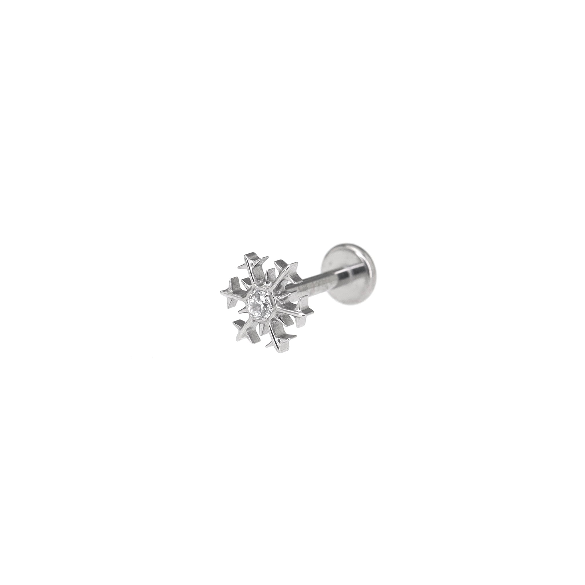 CZ Snowflake Internally Threaded Titanium Ear Studs