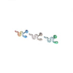 CZ Curved Snake Internally Threaded Titanium Ear Studs