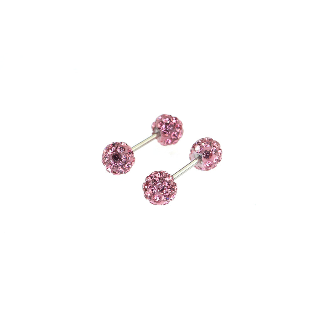 Double Full-CZ Ball Thin Gauge stainless steel Ear Studs
