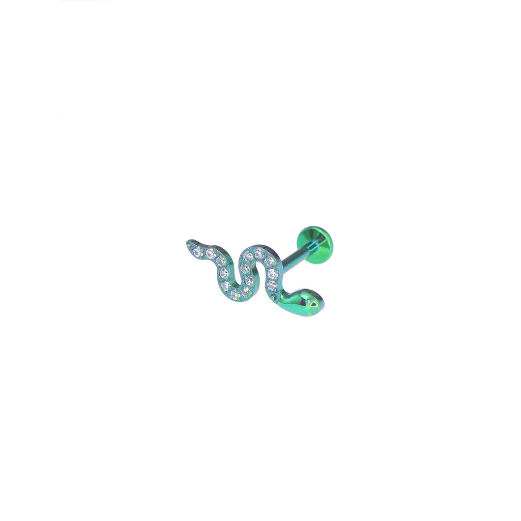 CZ Curved Snake Internally Threaded Titanium Ear Studs