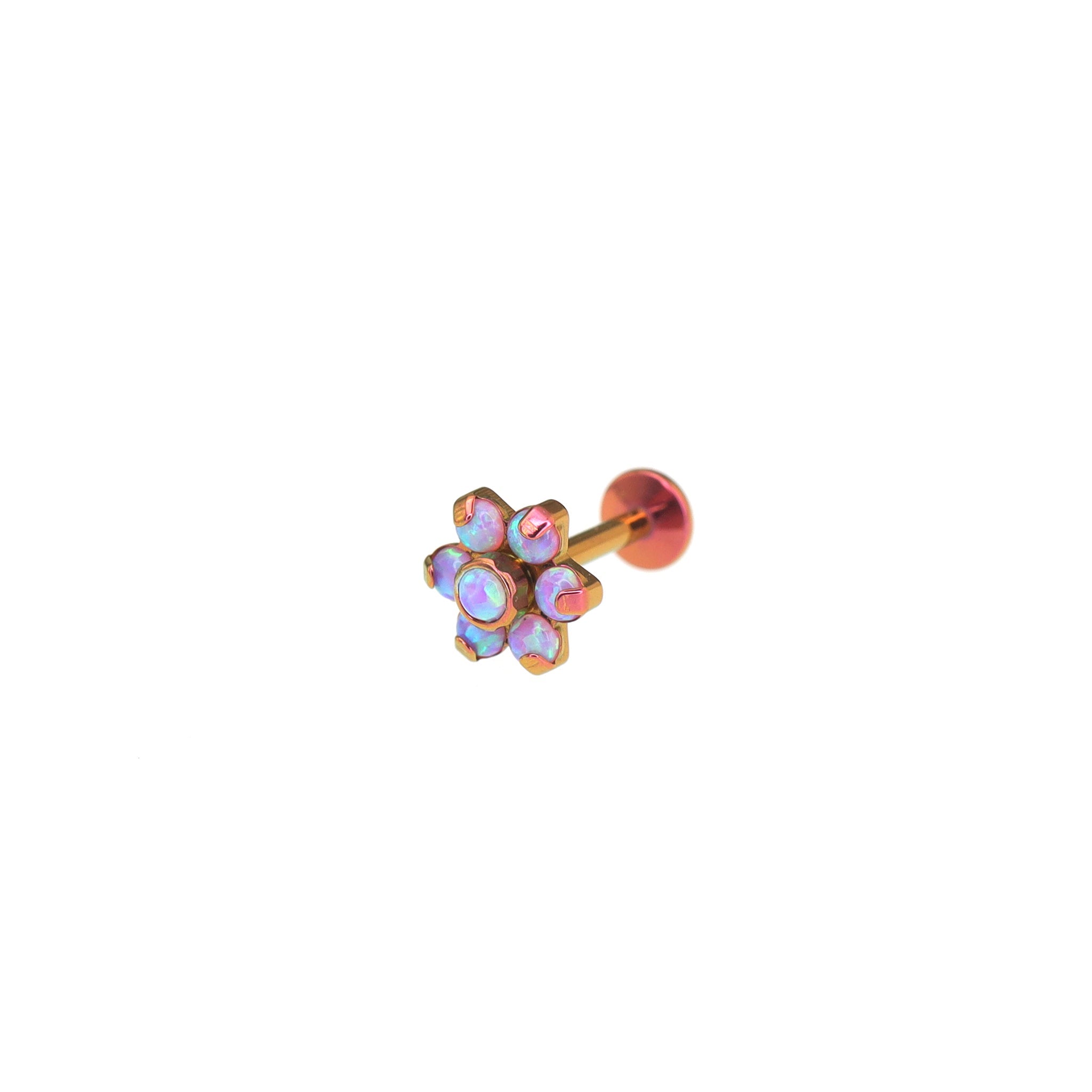 High-Shine Opal Floral Titanium Ear Studs