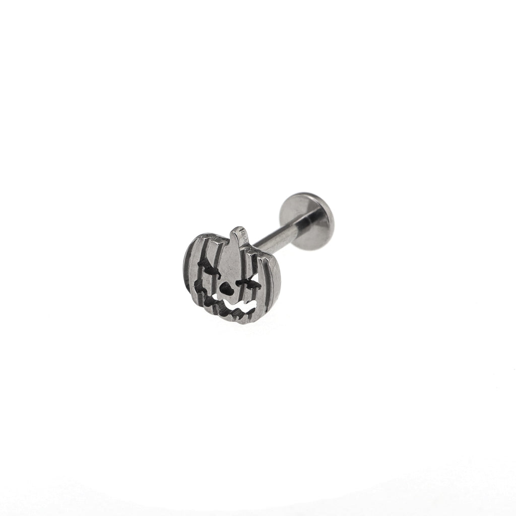 Engraved Pumpkin Head Titanium Ear Studs