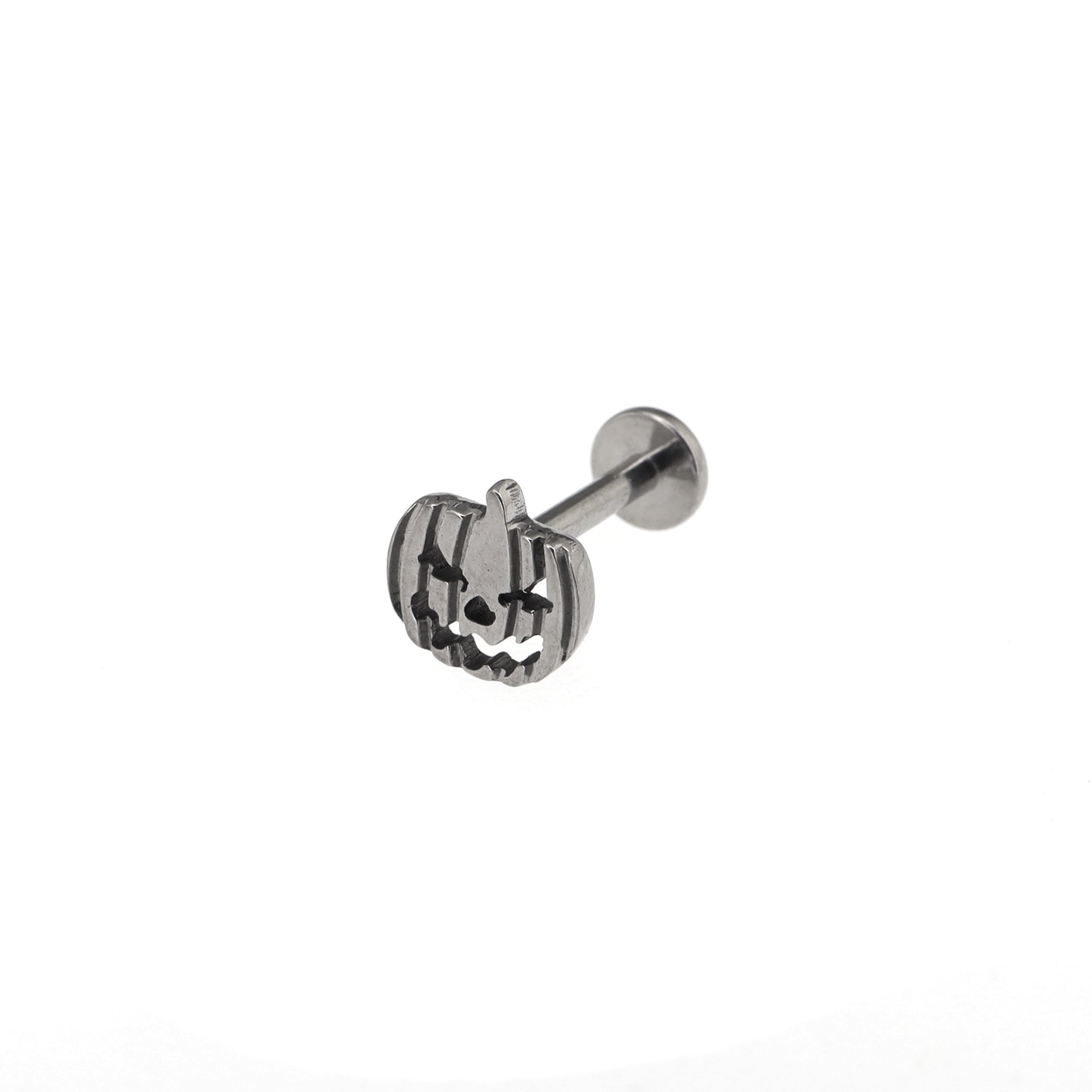 Engraved Pumpkin Head Titanium Ear Studs