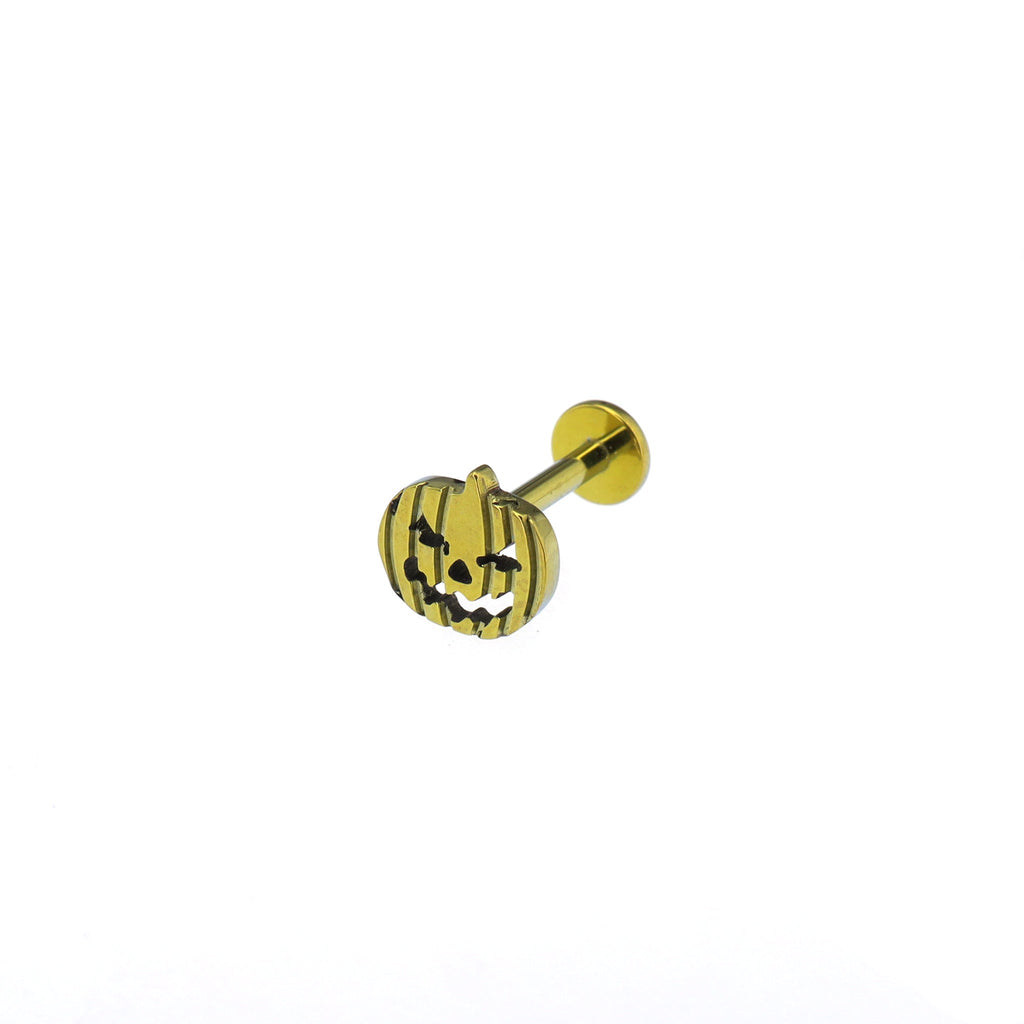 Engraved Pumpkin Head Titanium Ear Studs