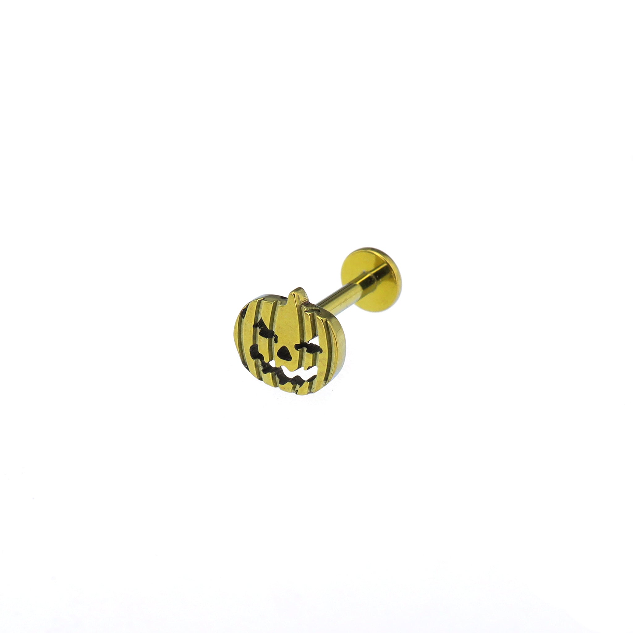 Engraved Pumpkin Head Titanium Ear Studs