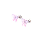 Resin Glitter Gradient Butterfly Stainless Steel Ear Studs